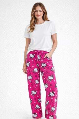 Hello Kitty Pink Allover Print Fleece Pajama Pants